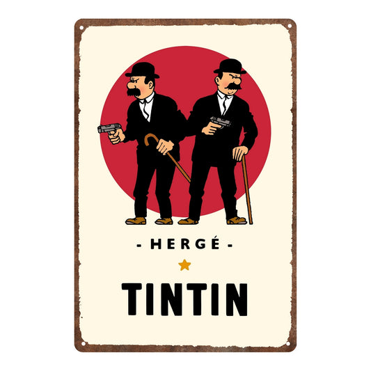 Vintage Tintin Metal Sign: "Thompson and Thomson", 8"x12" (20x30cm)