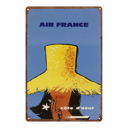 Vintage Air France Metal Sign: "French Riviera", 8"x12" (20x30cm)